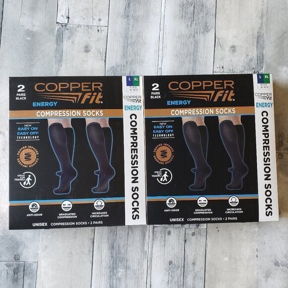 NWT - Copper Fit (set of 2 boxes) Unisex Energy Compression Socks XL - Picture 1 of 5